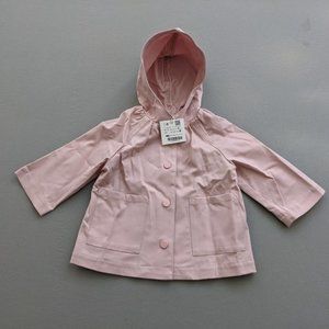 ZARA Size 9-12 Months Hooded Polyester Spring Fall Kid Jacket Unlined Pink NWT C